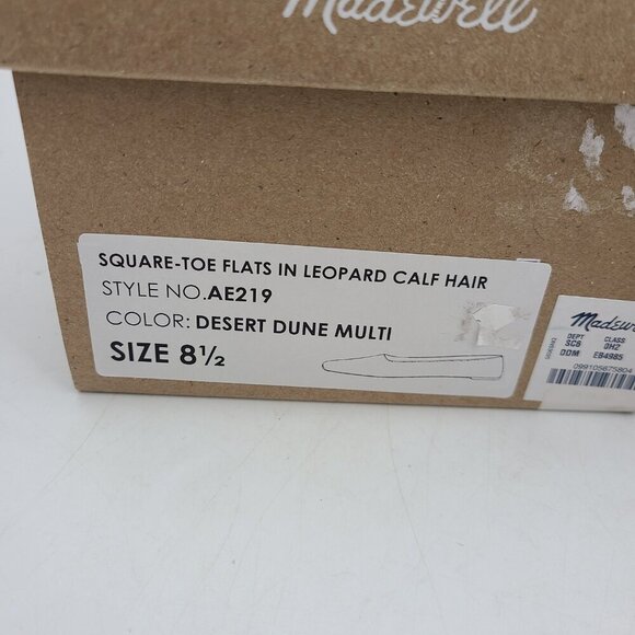 Madewell Square Toe Flats in Leopard Calf Hair Desert Dune Multi Size 8.5 - Picture 11 of 11